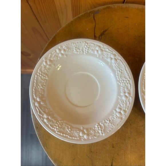 Homer Laughlin 5.75" Saucers Only White Grapes & Leaves Embossed Rim Lot of 2 (5 - Picture 2 of 5